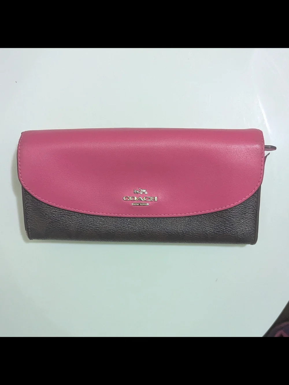 Coach Two-Tone Pink and Brown Leather Wallet